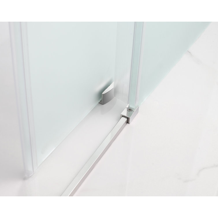 Coraline XL Polished Chrome Frameless Sliding Shower Enclosure with Frosted Glass