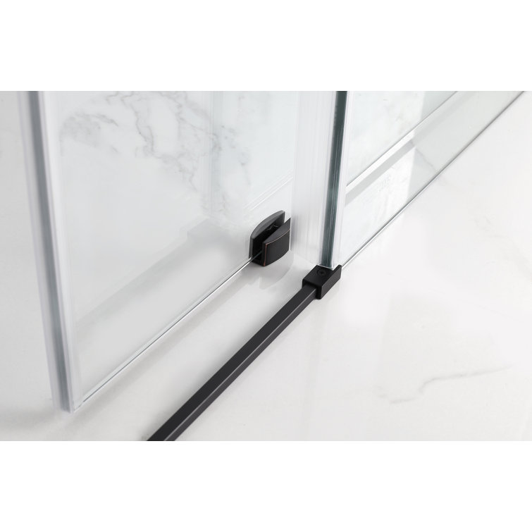 Langham XL Frameless Sliding Shower Door in Oil Rubbed Bronze Finish