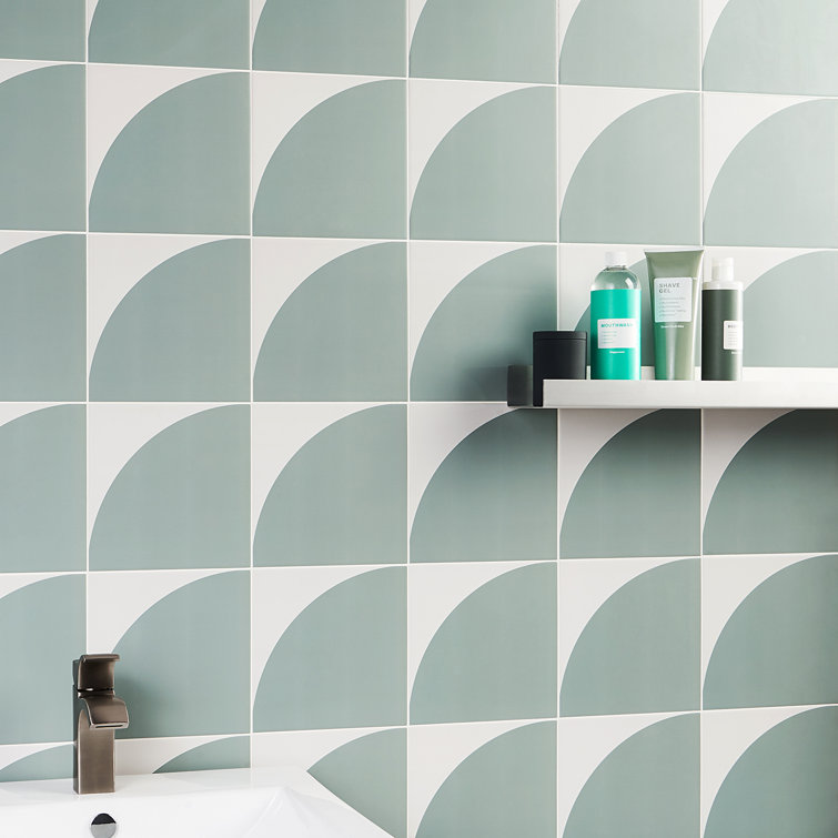 Tarin 8" x 8" Green Matte Porcelain Encaustic Tile