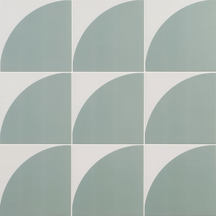 Tarin 8" x 8" Green Matte Porcelain Encaustic Tile