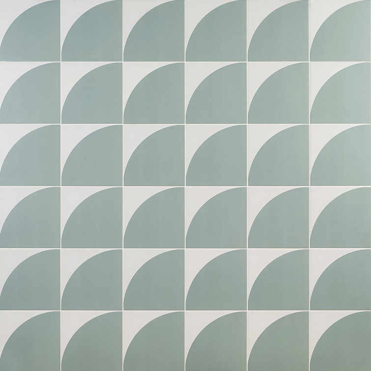 Tarin 8" x 8" Green Matte Porcelain Encaustic Tile
