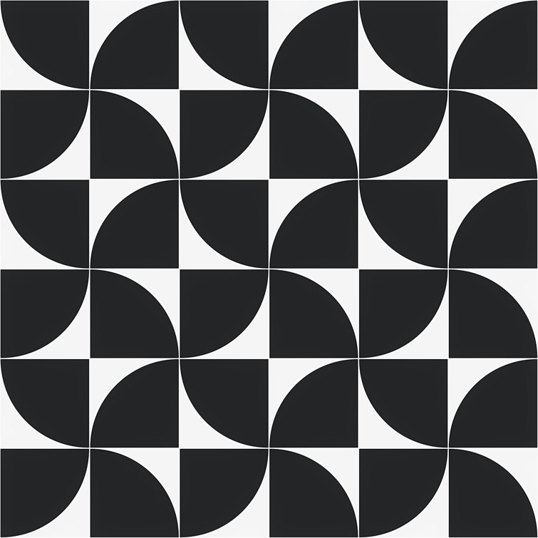 Tarin 8" x 8" Black and White Porcelain Tile