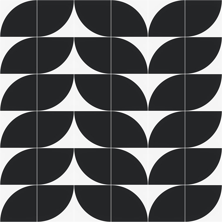 Tarin 8" x 8" Black and White Porcelain Tile