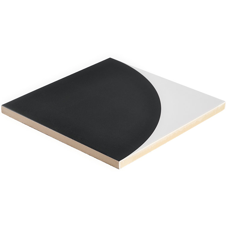 Tarin 8" x 8" Black and White Porcelain Tile