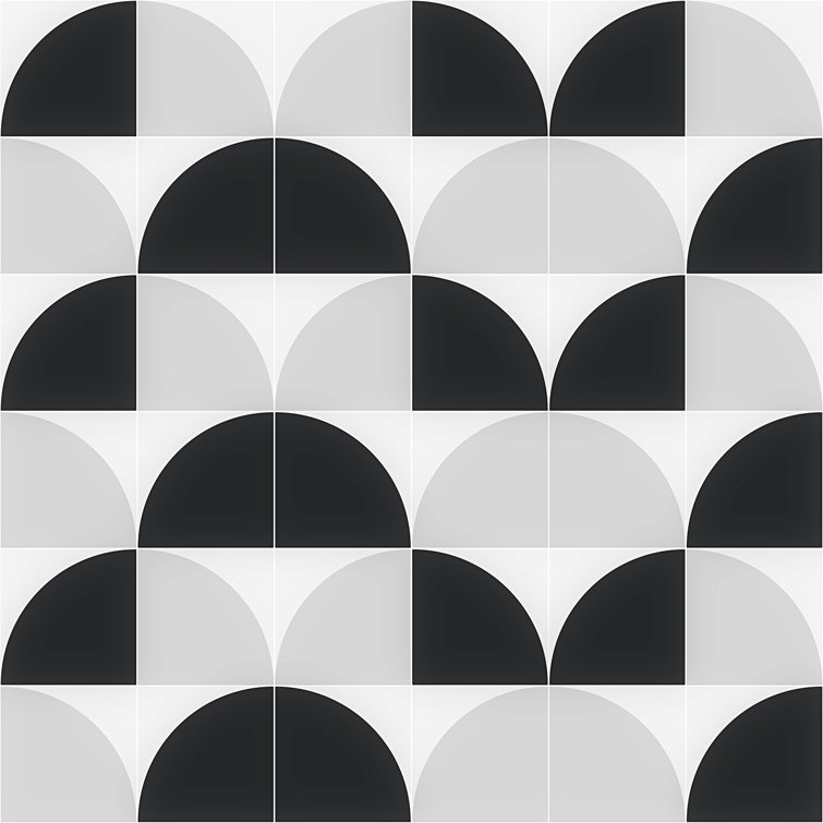 Tarin 8" x 8" Black and White Porcelain Tile