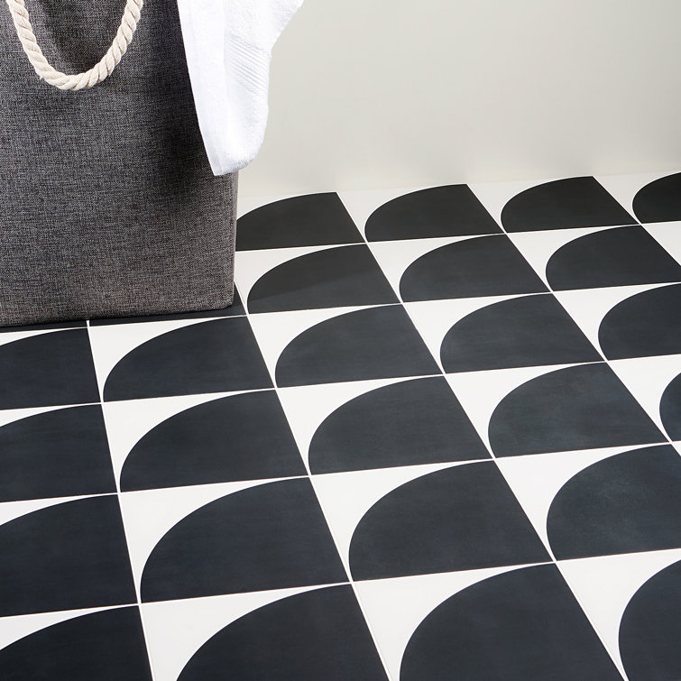 Tarin 8" x 8" Black and White Porcelain Tile