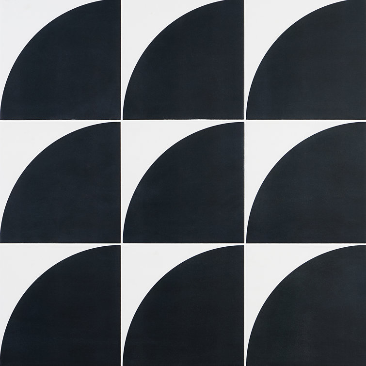 Tarin 8" x 8" Black and White Porcelain Tile