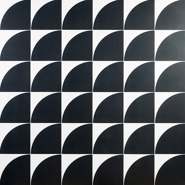 Tarin 8" x 8" Black and White Porcelain Tile