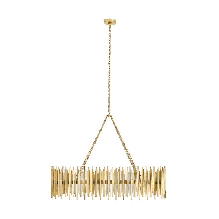 Prescott Gold Leaf Oval Iron 10-Light Chandelier