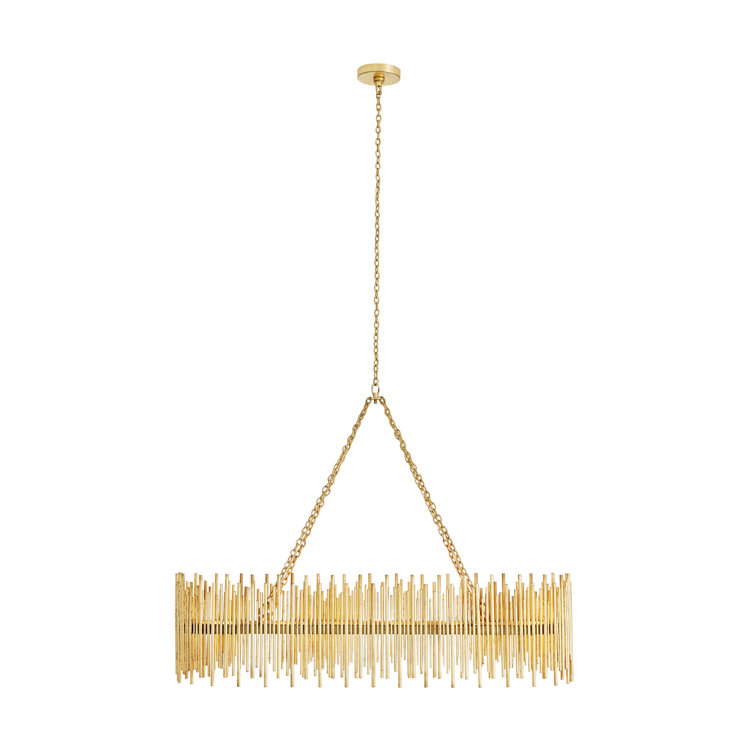 Prescott Gold Leaf Oval Iron 10-Light Chandelier