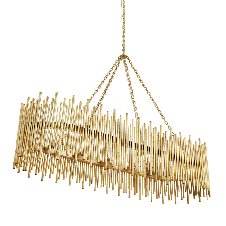 Prescott Gold Leaf Oval Iron 10-Light Chandelier