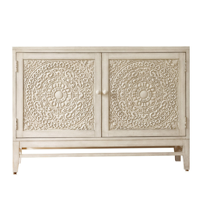 White Carved Wood Traditional Sideboard