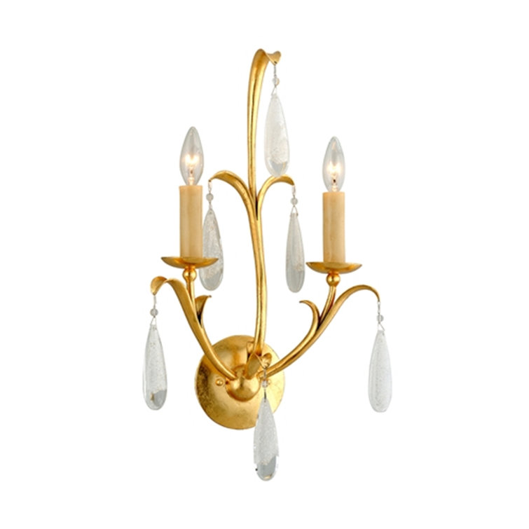 Prosecco Gold Leaf Finish 2-Light Dimmable Wall Sconce