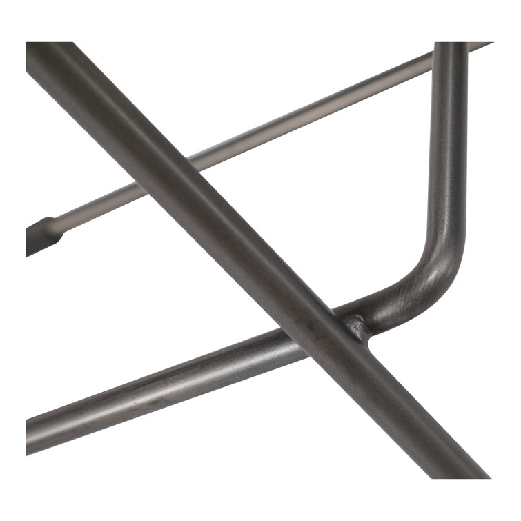 Black Genuine Leather and Iron Saddle Counter Stools, Set of 2