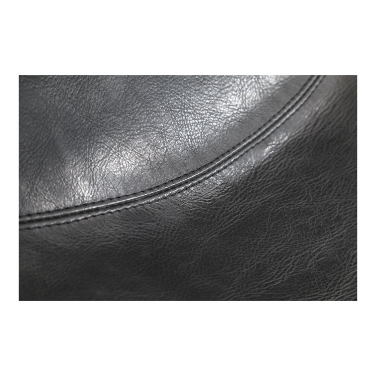 Black Genuine Leather and Iron Saddle Counter Stools, Set of 2