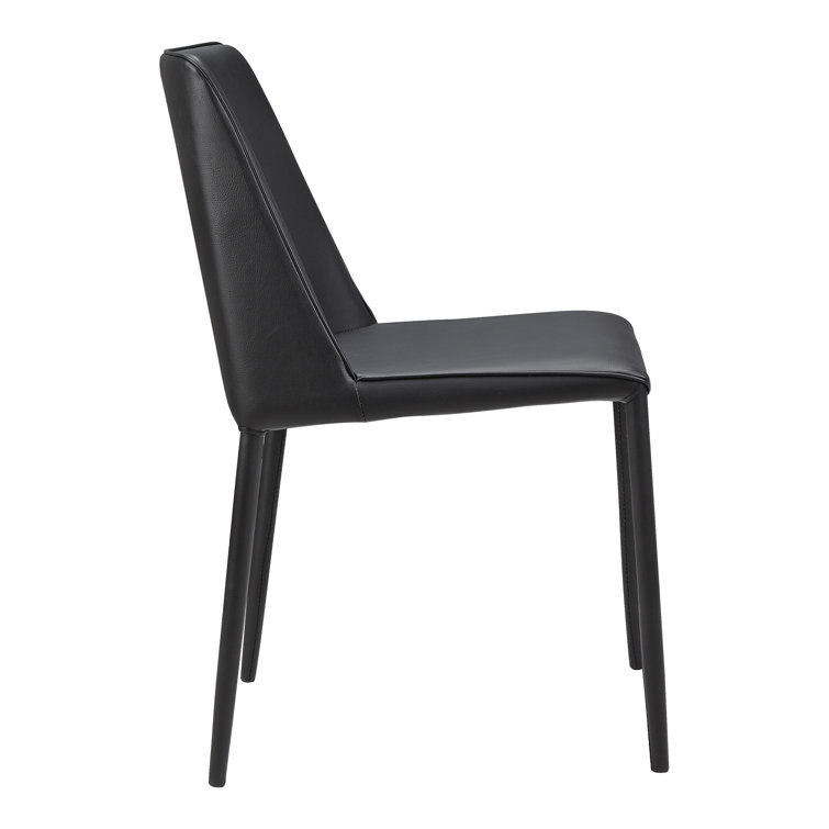 Noel Black Faux Leather Upholstered Side Chair with Metal Legs
