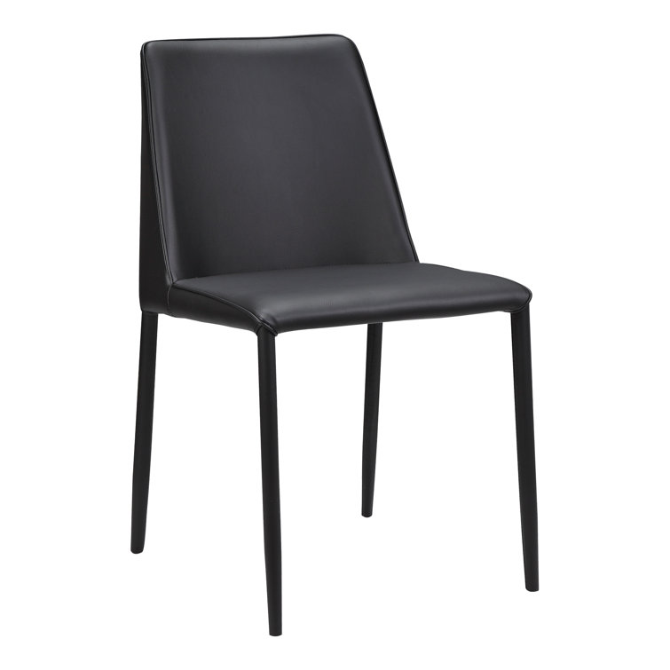 Noel Black Faux Leather Upholstered Side Chair with Metal Legs