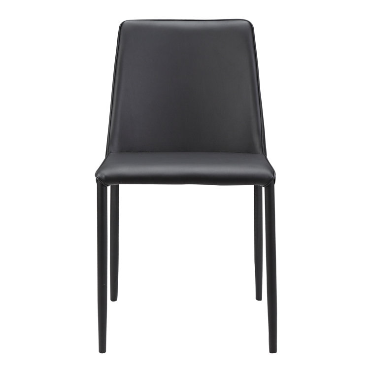 Noel Black Faux Leather Upholstered Side Chair with Metal Legs