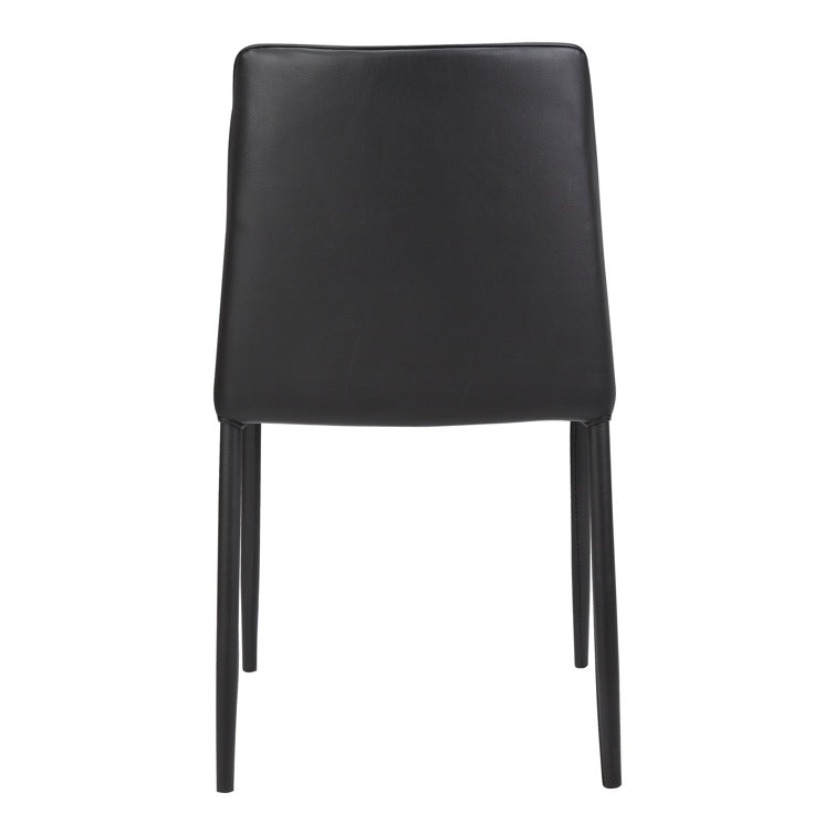 Noel Black Faux Leather Upholstered Side Chair with Metal Legs