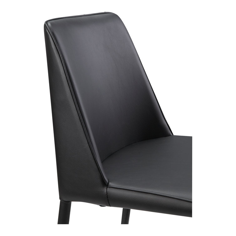 Noel Black Faux Leather Upholstered Side Chair with Metal Legs