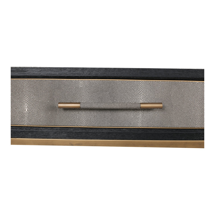 Trent Mako Art Deco Blackened Oak Coffee Table with Brass Accents