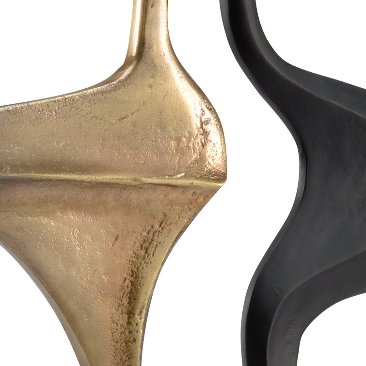 Antique Brass and Matte Black Metal Abstract Sculpture