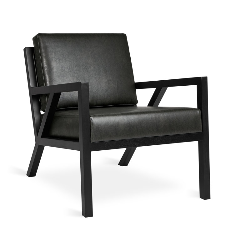 Truss Mid-Century Vegan Appleskin Leather Chair in Licorice/Ash Black