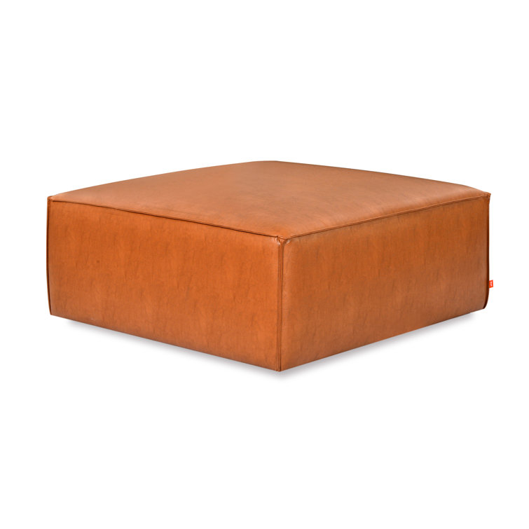 Cognac Vegan AppleSkin Leather Mix Modular Ottoman