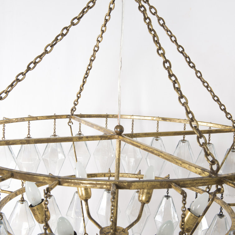 Adeline Gold Leaf and Glass 10-Light Chandelier