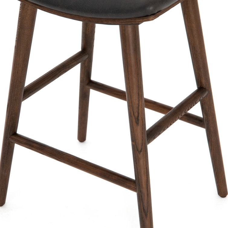 Ashland 26'' Ash Black Saddle Style Leather Counter Stool