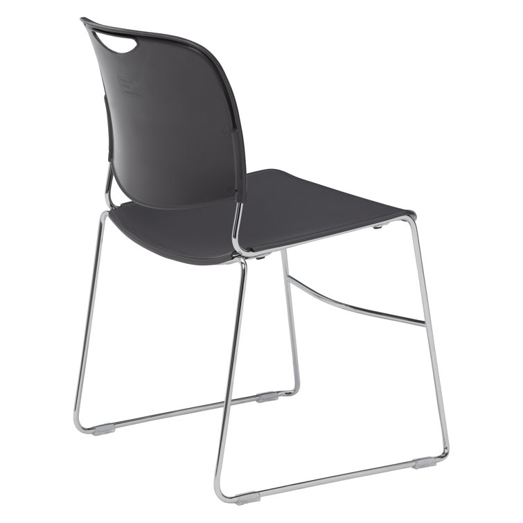 Gunmetal Gray Armless Metal Stacking Chair