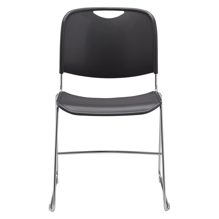 Gunmetal Gray Armless Metal Stacking Chair