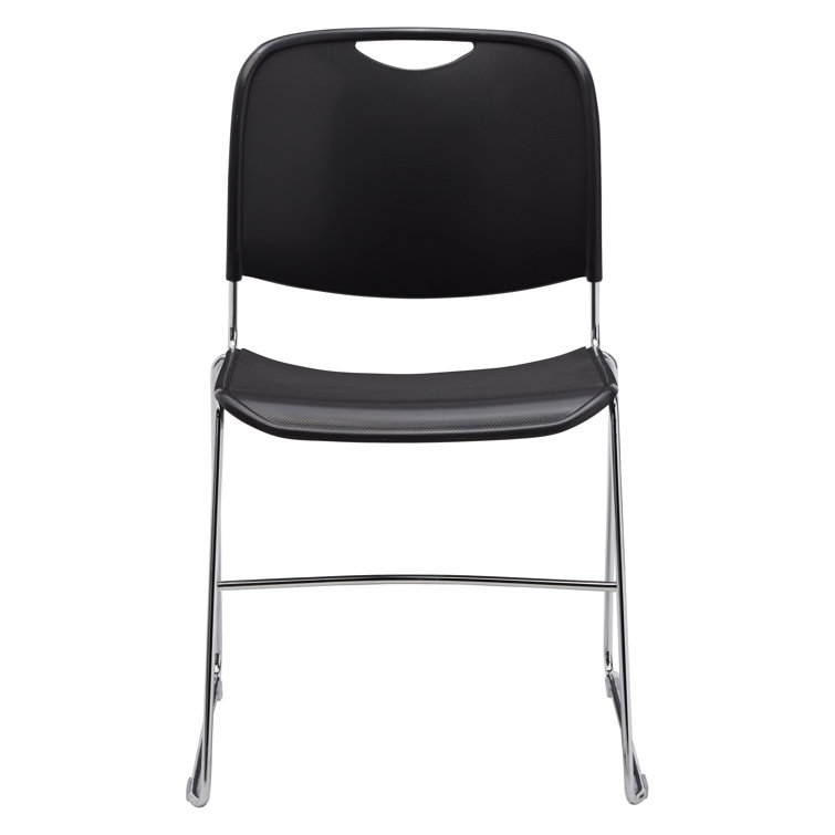 Gunmetal Gray Armless Metal Stacking Chair