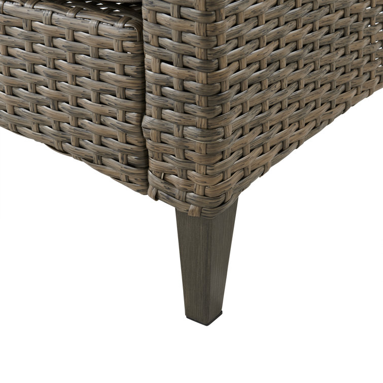 Rockport High Back Wicker Outdoor Sofa with Oatmeal Cushions