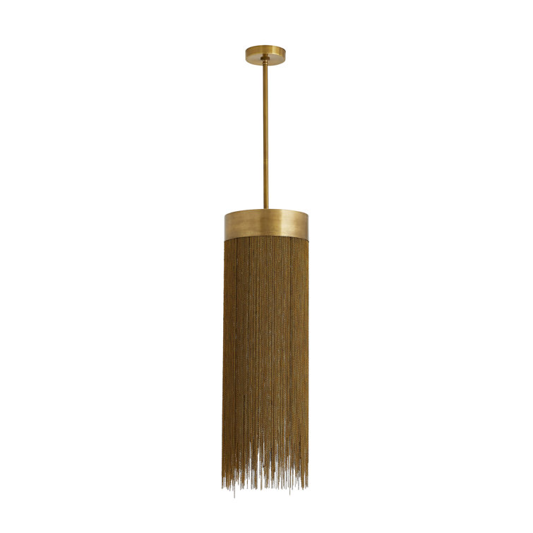Antique Brass 35.5" Glass Chain Tassel Pendant Light