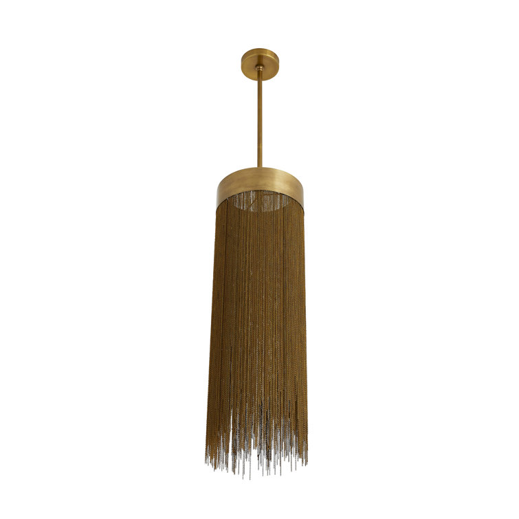 Antique Brass 35.5" Glass Chain Tassel Pendant Light