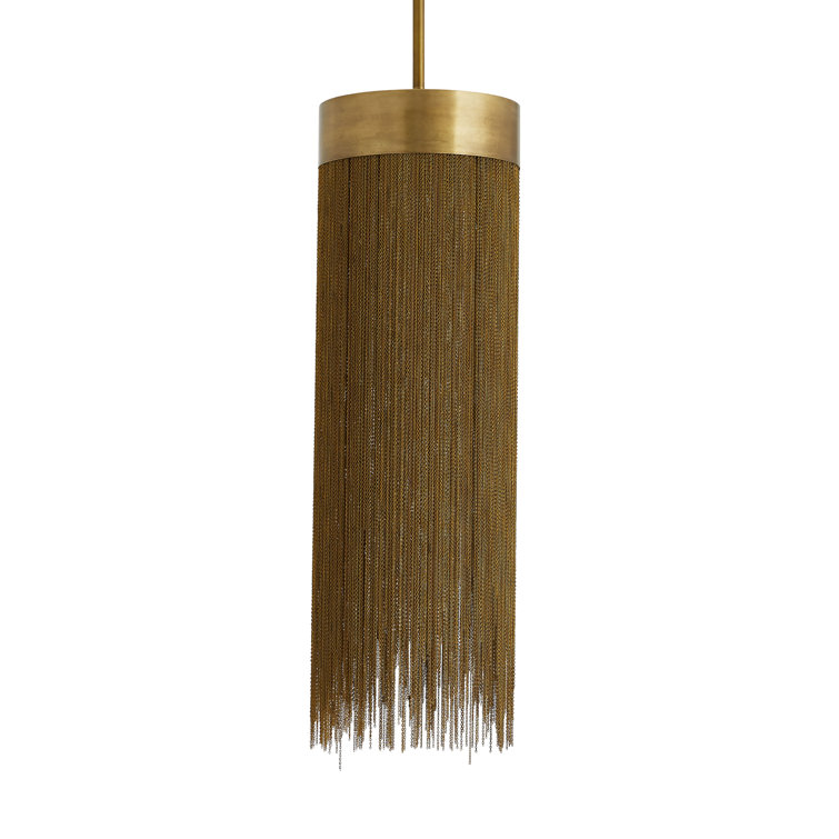 Antique Brass 35.5" Glass Chain Tassel Pendant Light