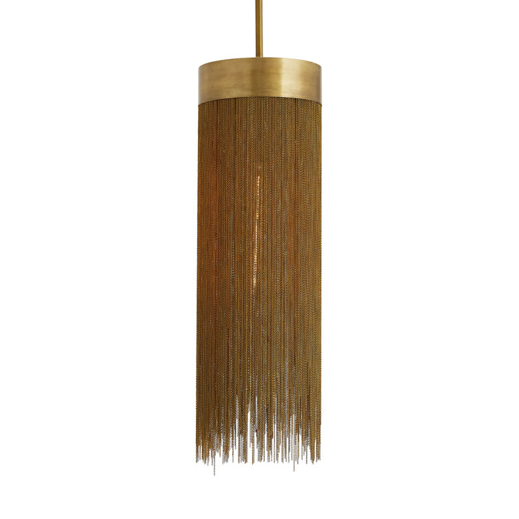 Antique Brass 35.5" Glass Chain Tassel Pendant Light