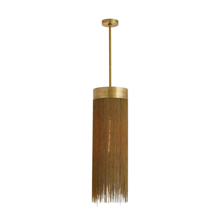Antique Brass 35.5" Glass Chain Tassel Pendant Light