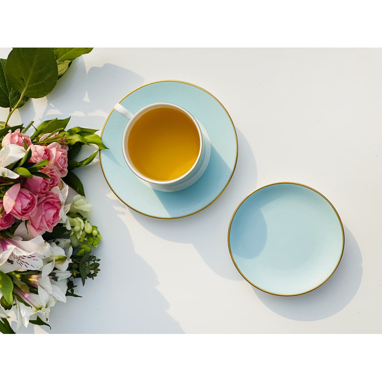 Charlotte Bone China Turquoise Espresso Cup and Saucer Set