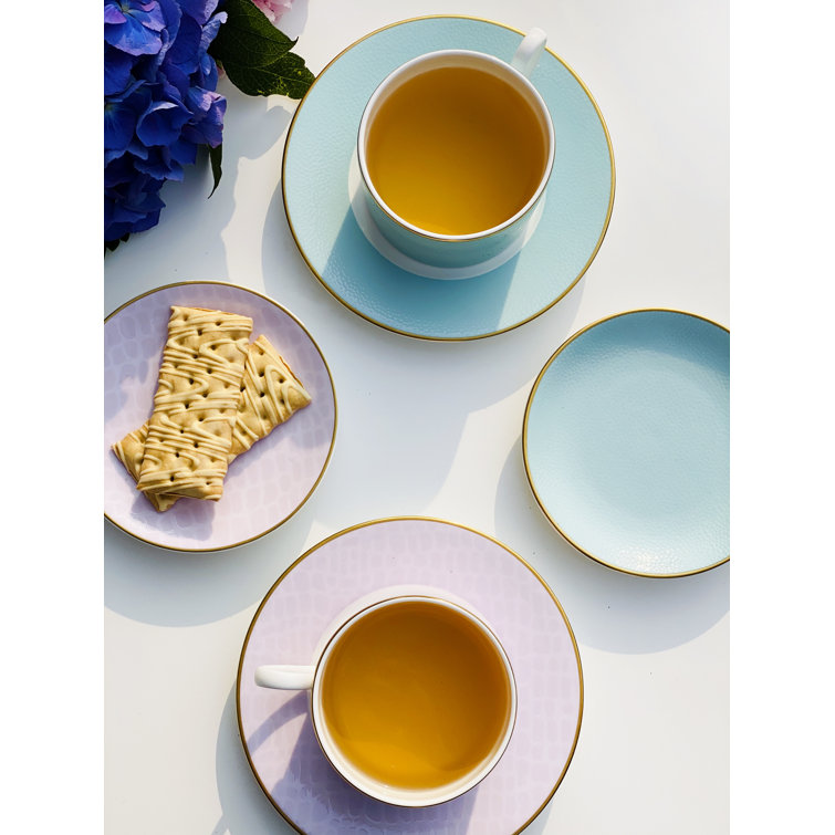 Charlotte Bone China Turquoise Espresso Cup and Saucer Set