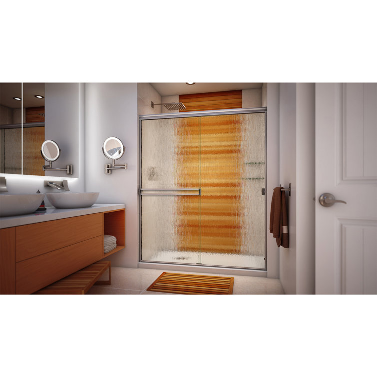 SE 60" x 70" Frameless Brushed Nickel Bypass Shower Door with Rain Glass