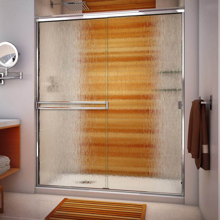 SE 60" x 70" Polished Chrome Rain Glass Bypass Shower Door