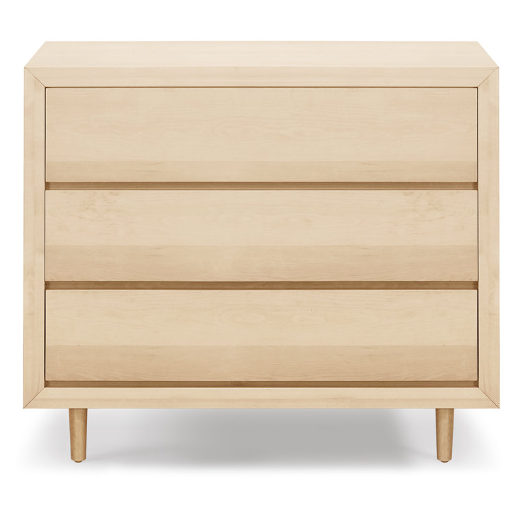 Mid-Century Natural Birch 3-Drawer Nursery Dresser with Soft Close