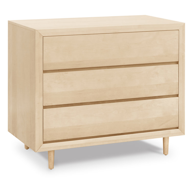 Mid-Century Natural Birch 3-Drawer Nursery Dresser with Soft Close