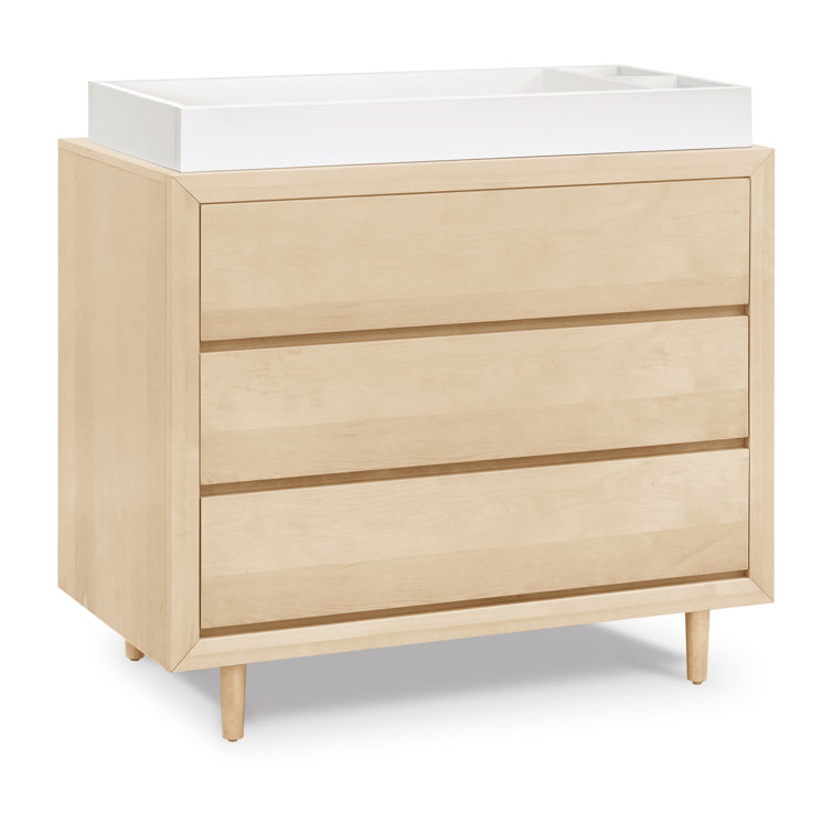 Mid-Century Natural Birch 3-Drawer Nursery Dresser with Soft Close