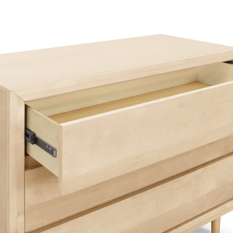 Mid-Century Natural Birch 3-Drawer Nursery Dresser with Soft Close