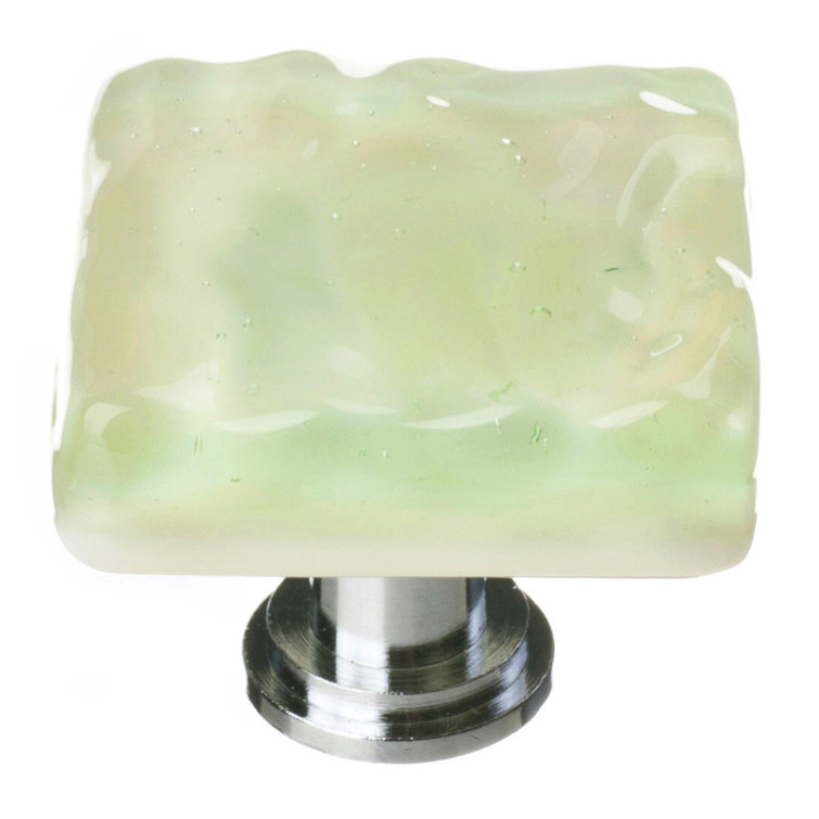 Deep Cobalt Blue Glass Square Knob with Polished Chrome Mount