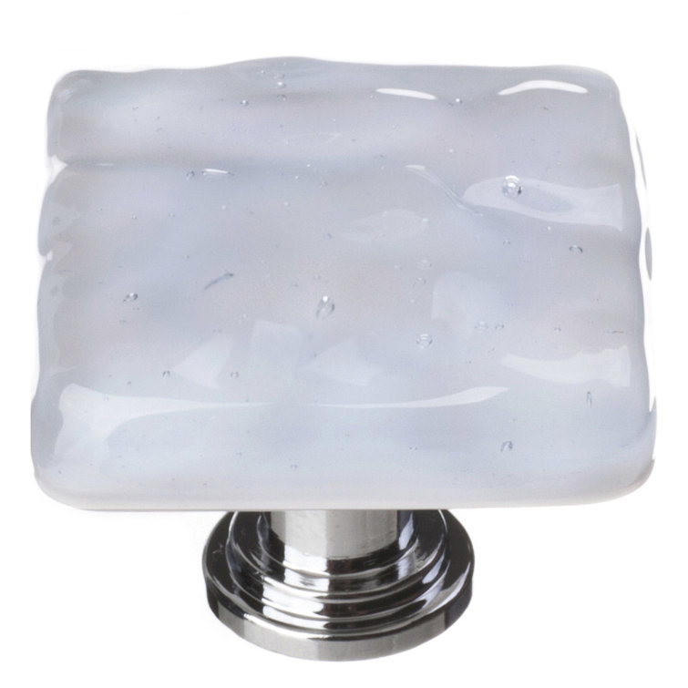 Deep Cobalt Blue Glass Square Knob with Polished Chrome Mount