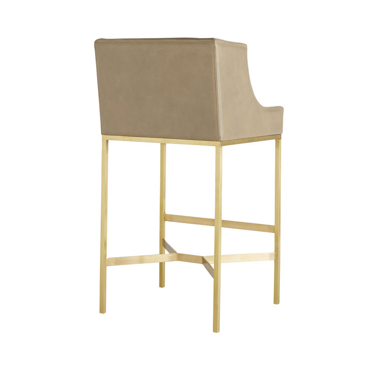 Dalia 21'' Gray Leather & Antique Brass Modern Bar Stool